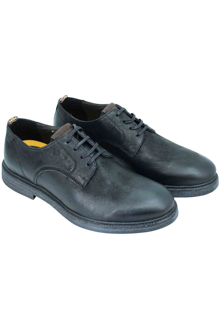 Spatarella Stringata uomo in pelle nera suola in gomma e sottopiede memory foam Outlet