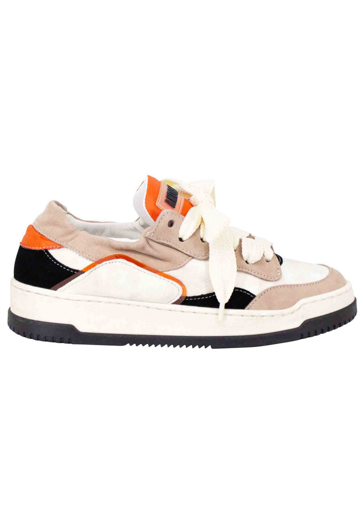 Spatarella Sneakers donna in pelle beige e taupe con fondo gomma Hotsell