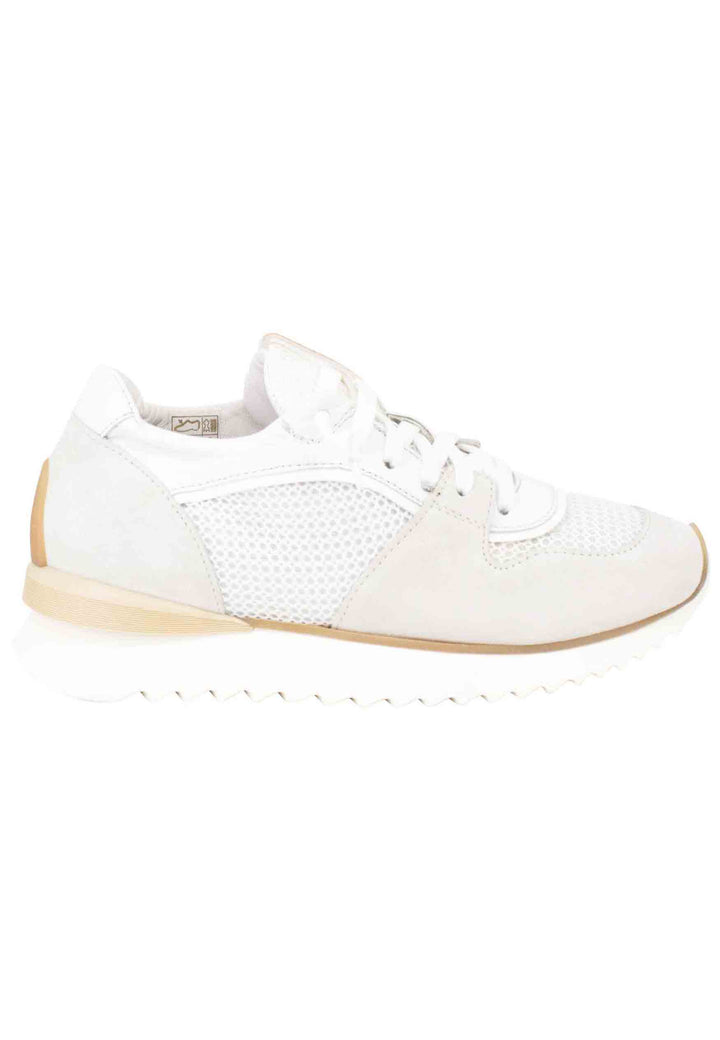 Spatarella Sneakers donna in pelle e tessuto bianco fondo running Vendita Calda