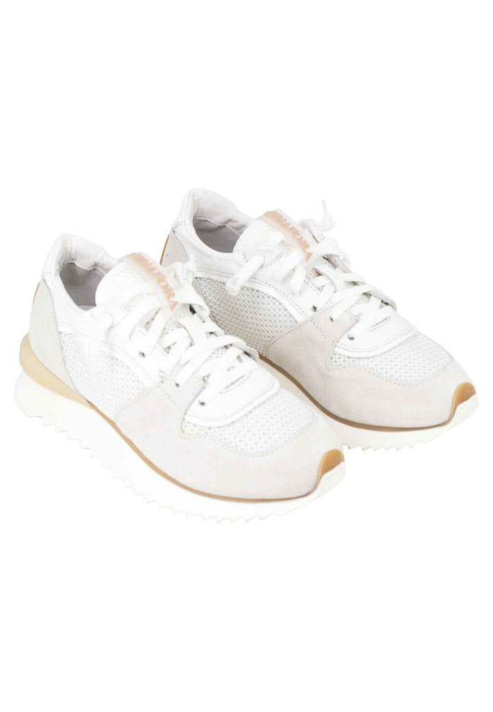 Spatarella Sneakers donna in pelle e tessuto bianco fondo running Vendita Calda
