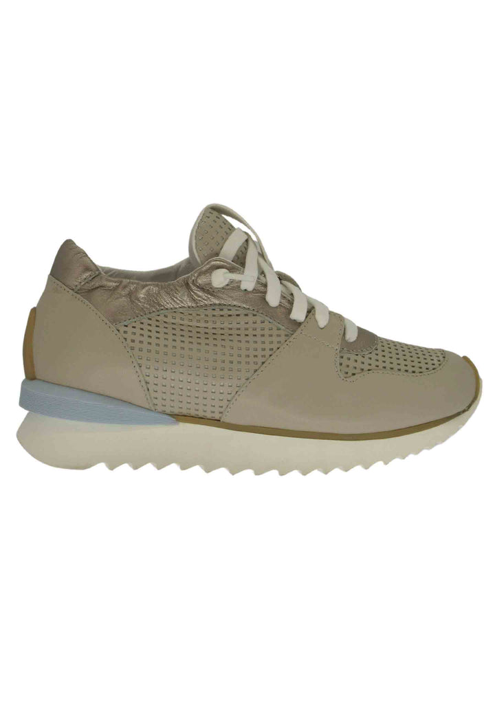 Spatarella Sneakers donna in pelle taupe con suola alta il gomma Negozio
