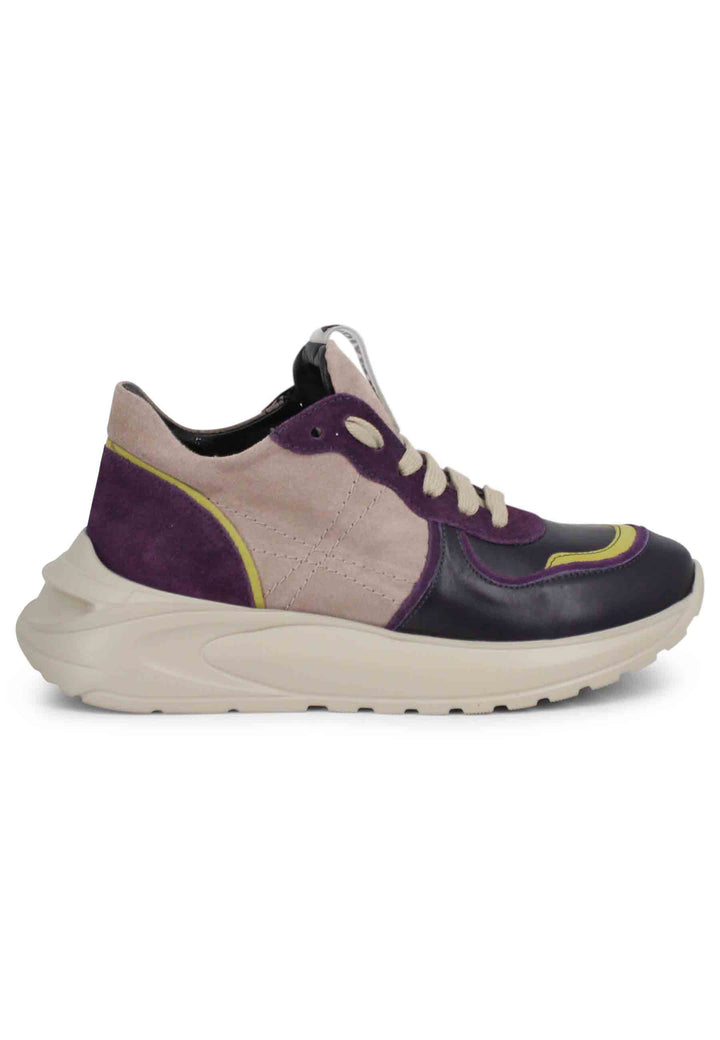 Spatarella Sneakers donna in pelle viola con suola in gomma In Saldo