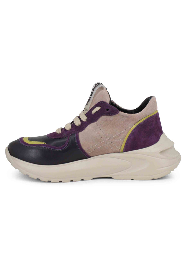 Spatarella Sneakers donna in pelle viola con suola in gomma In Saldo