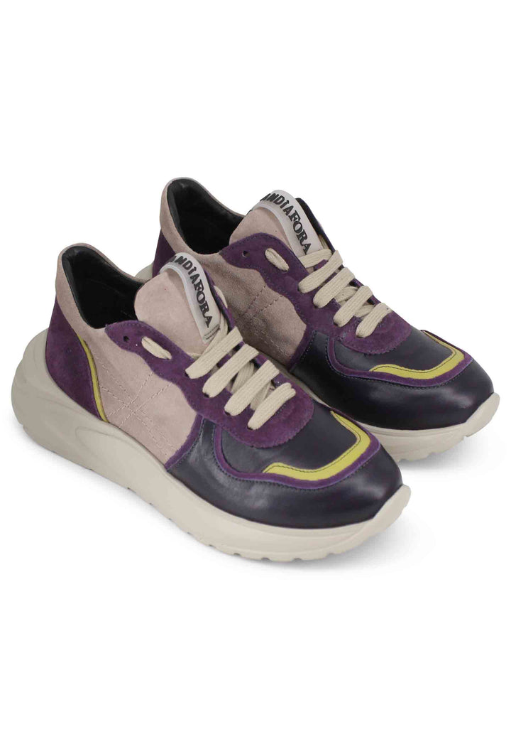 Spatarella Sneakers donna in pelle viola con suola in gomma In Saldo
