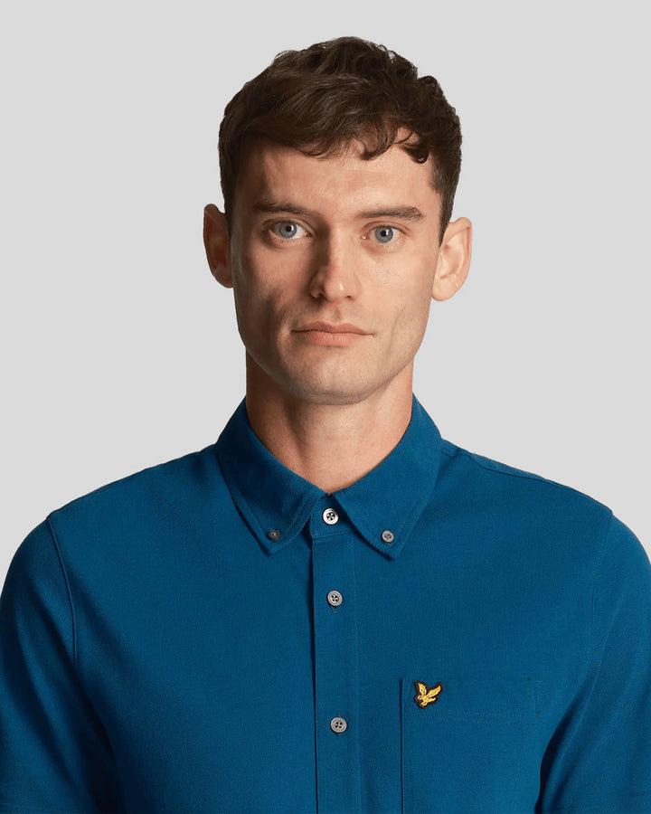 Spatarella Camicie uomo in tessuto piquet blu