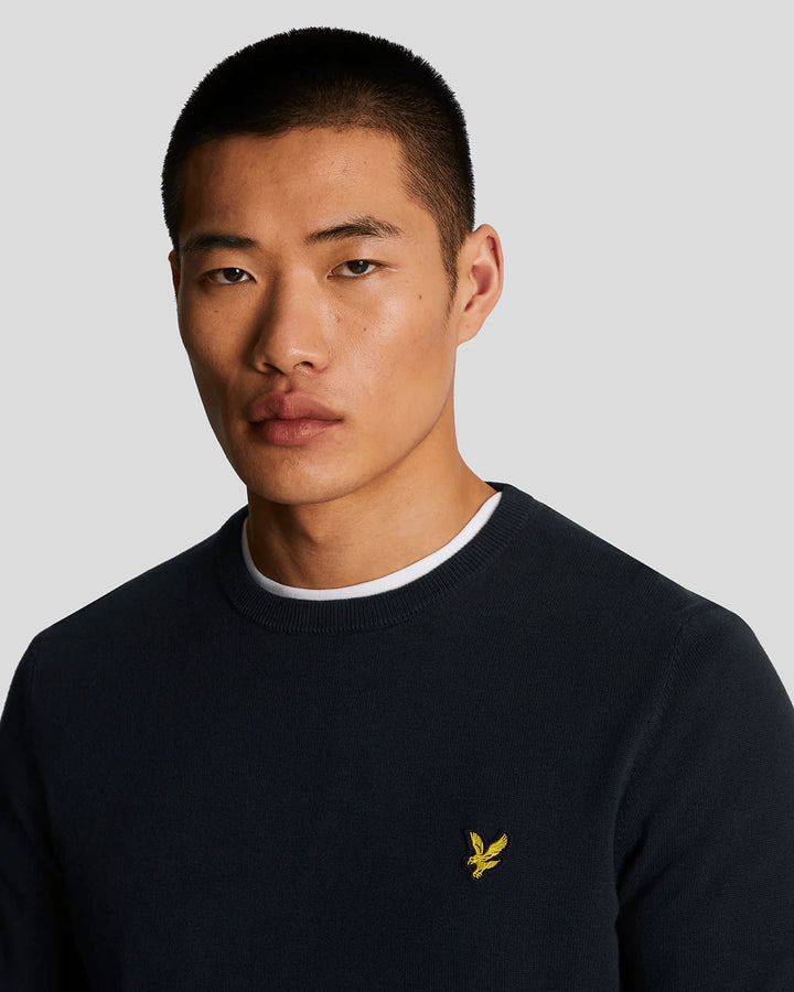 Spatarella Maglioni uomo a girocollo in cotone blu navy In Saldo