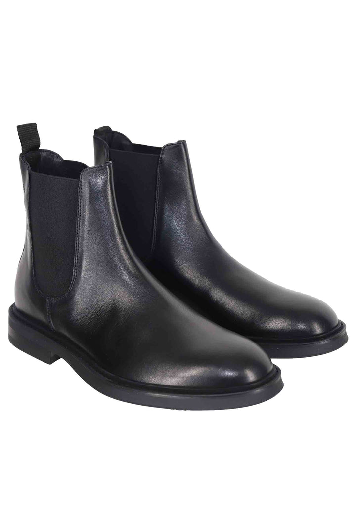 Spatarella Chelsea boots uomo in pelle nera con suola in gomma 2025