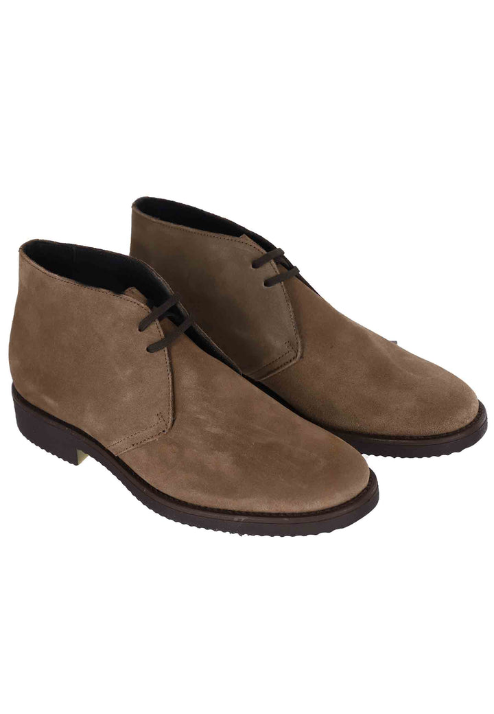 Spatarella Polacchine uomo in camoscio taupe con suola in para Promozione