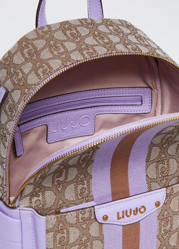 Spatarella Zaini donna jacquard in tessuto beige e marrone Vendite Flash