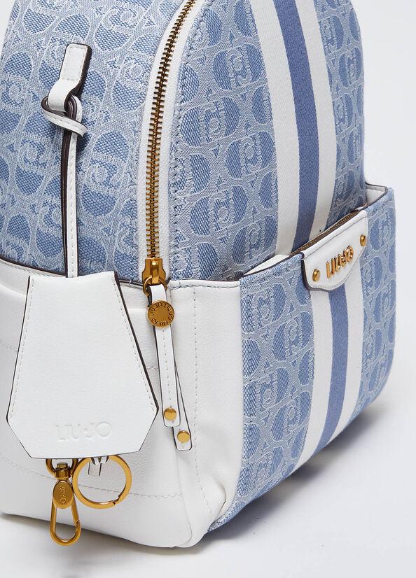 Spatarella Zaini donna jacquard in tessuto blu e bianco Negozio