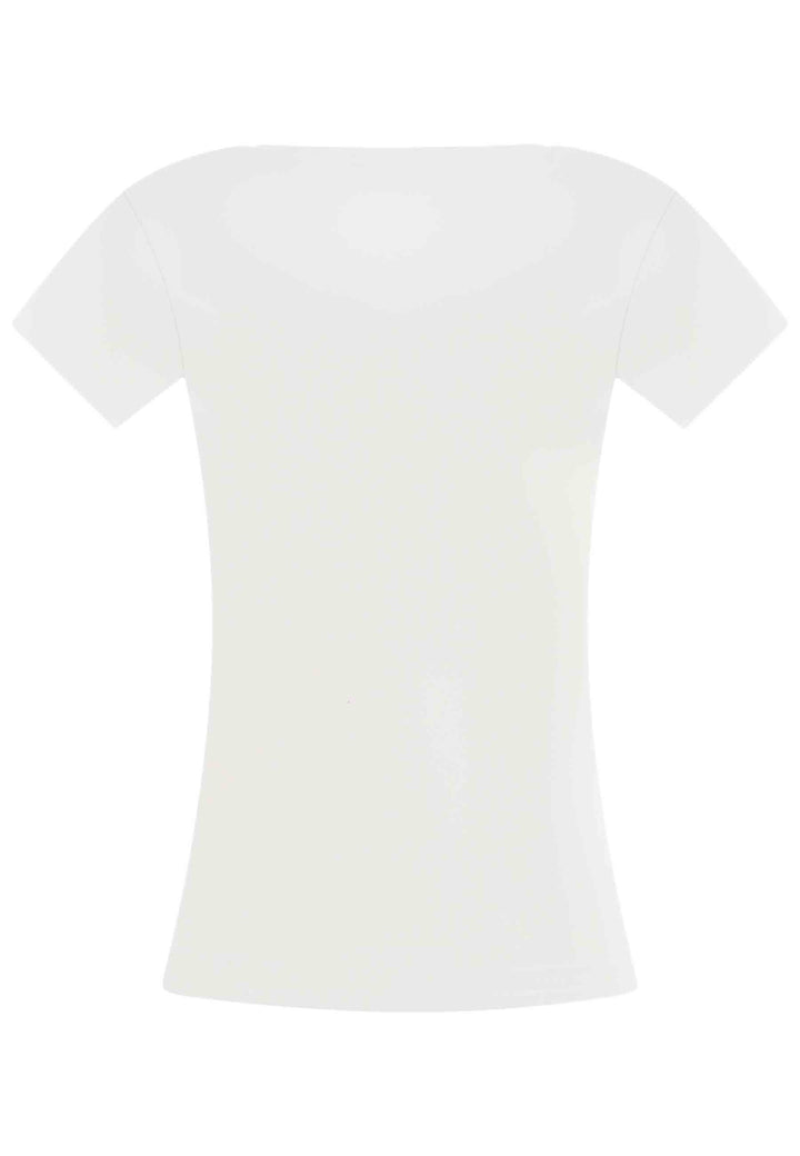 Spatarella T-shirt donna Icons in cotone bianco con stampa in seta Qualità