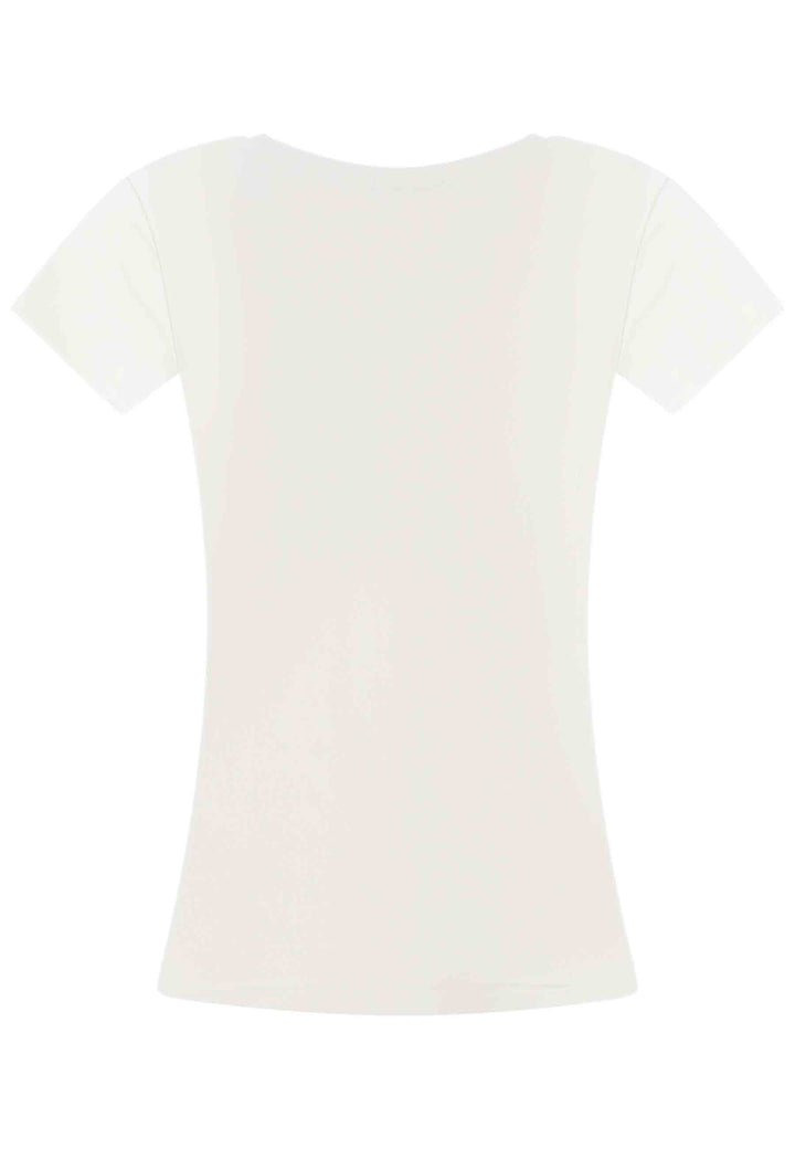 Spatarella T-shirt donna Savage in cotone bianco con stampa in seta Spedizione Gratuita