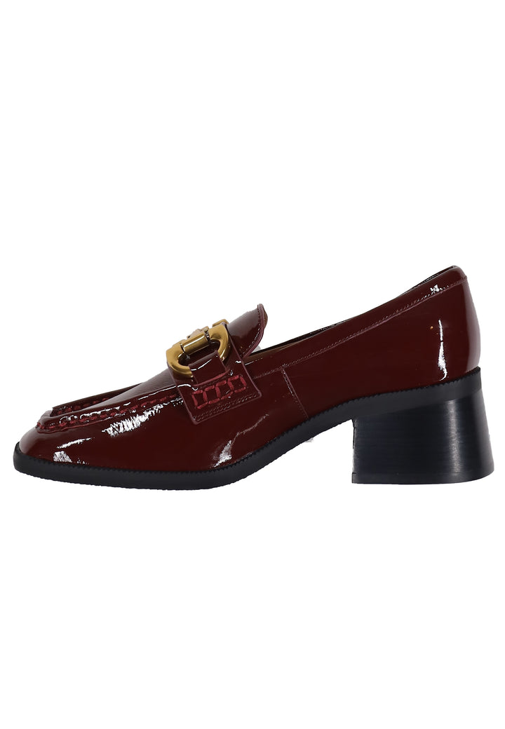 Spatarella Mocassini donna in pelle bordeaux lucida con morsetto in oro Tiana Fino Al -60%
