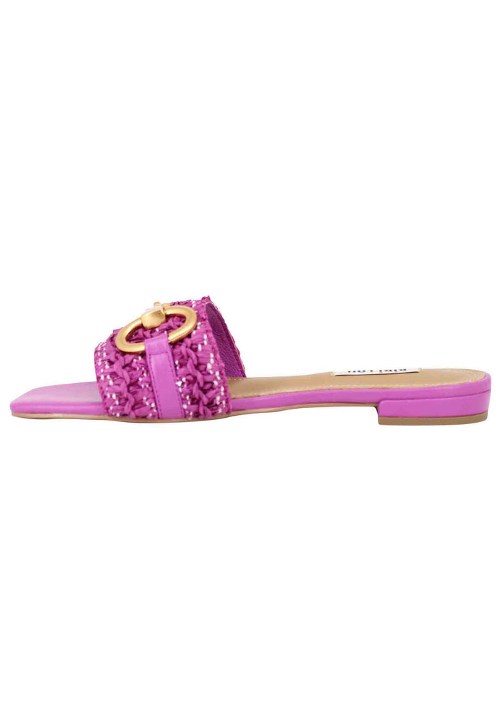 Spatarella Sandali donna Edna in pelle viola con morsetto e tacco basso Affare Del Giorno