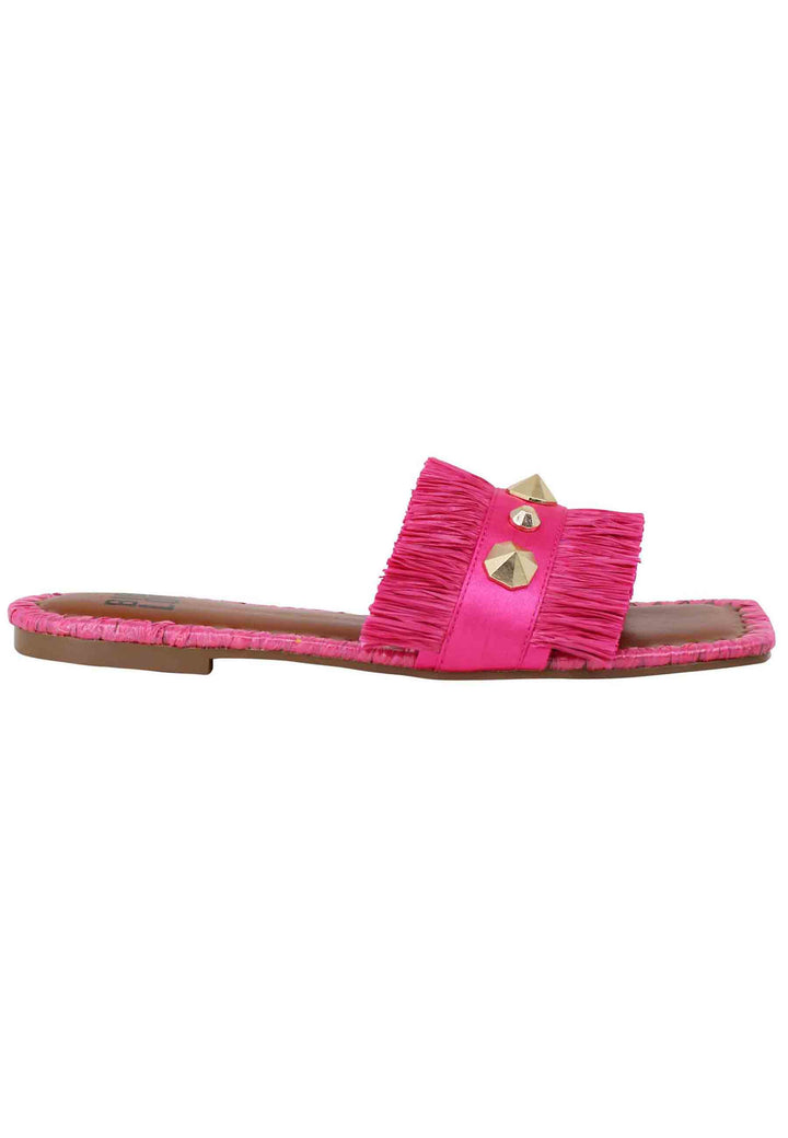 Spatarella Sandali flat Alexis donna tessuto sfrangiato fuxia con borchie Offerte esclusive