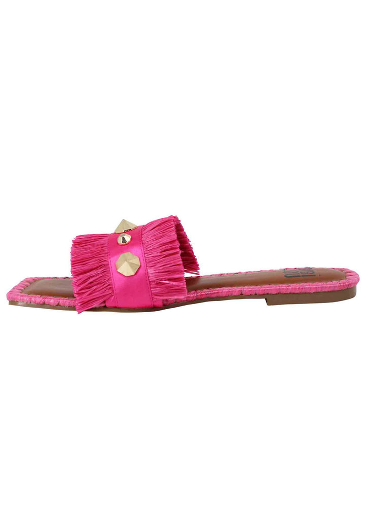 Spatarella Sandali flat Alexis donna tessuto sfrangiato fuxia con borchie Offerte esclusive