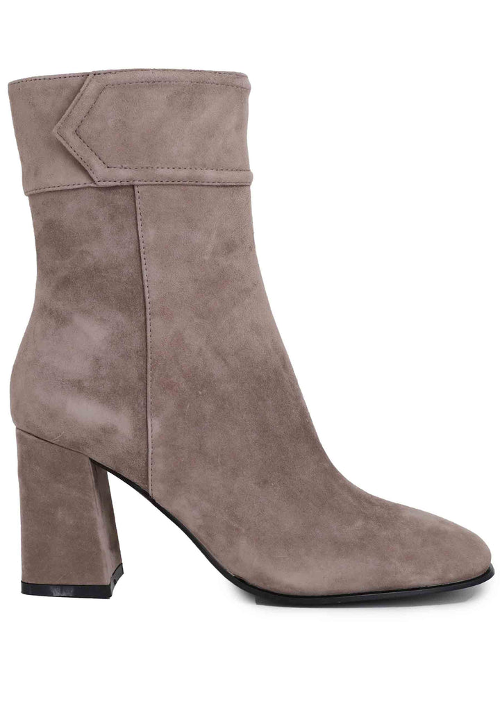 Spatarella Stivaletti donna in camoscio grigio con tacco alto e punta quadra Chisinau