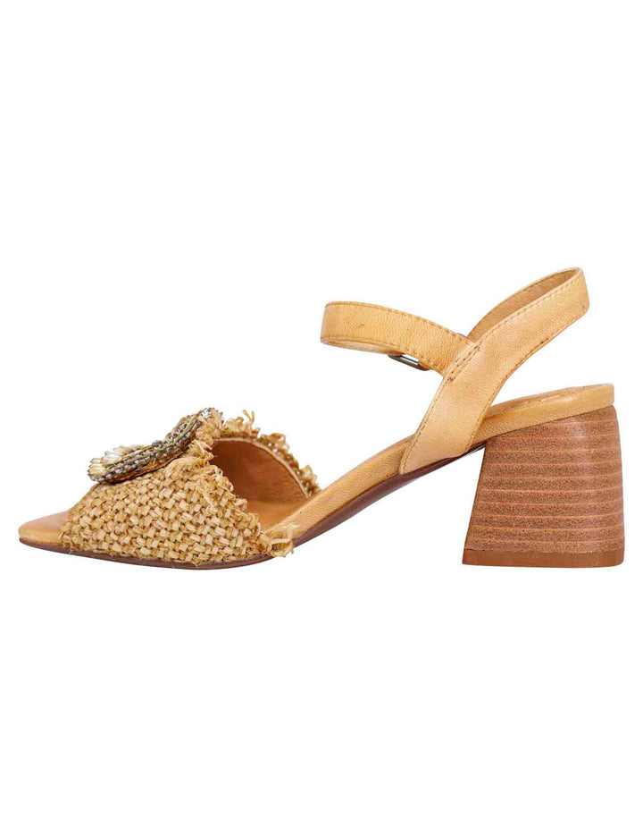 Spatarella Sandali donna in rafia naturale con strass e cinturino alla caviglia Nuova