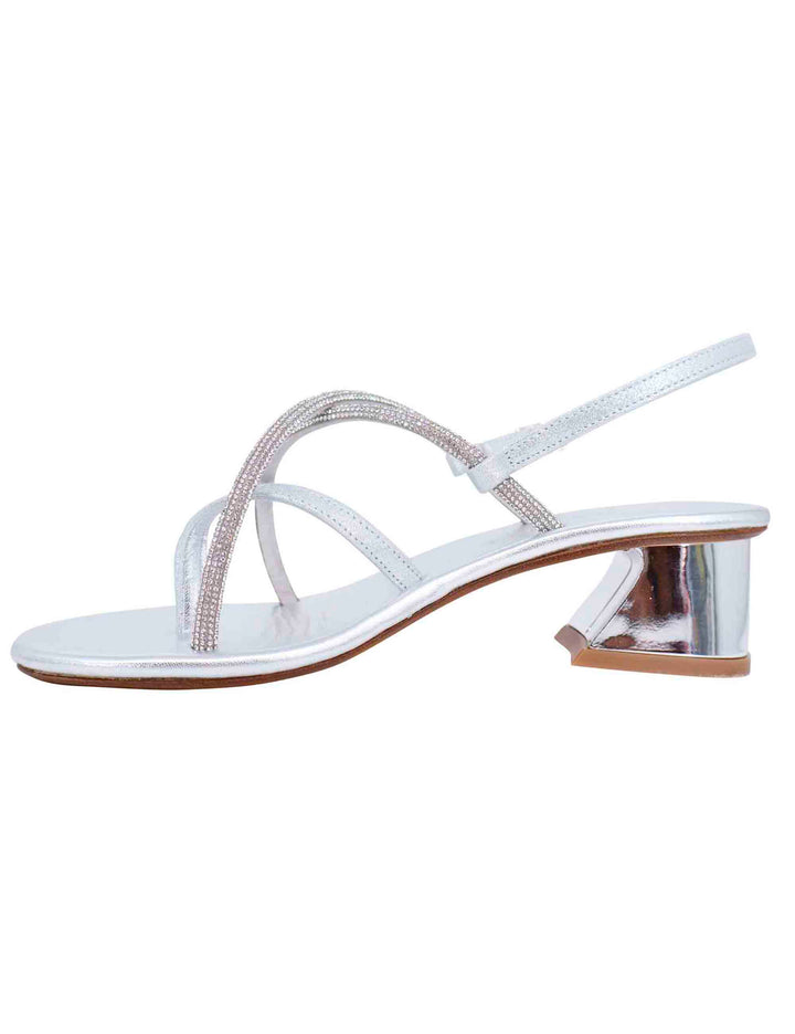 Spatarella Sandali slingback donna in strass argento con tacco gioiello Moda