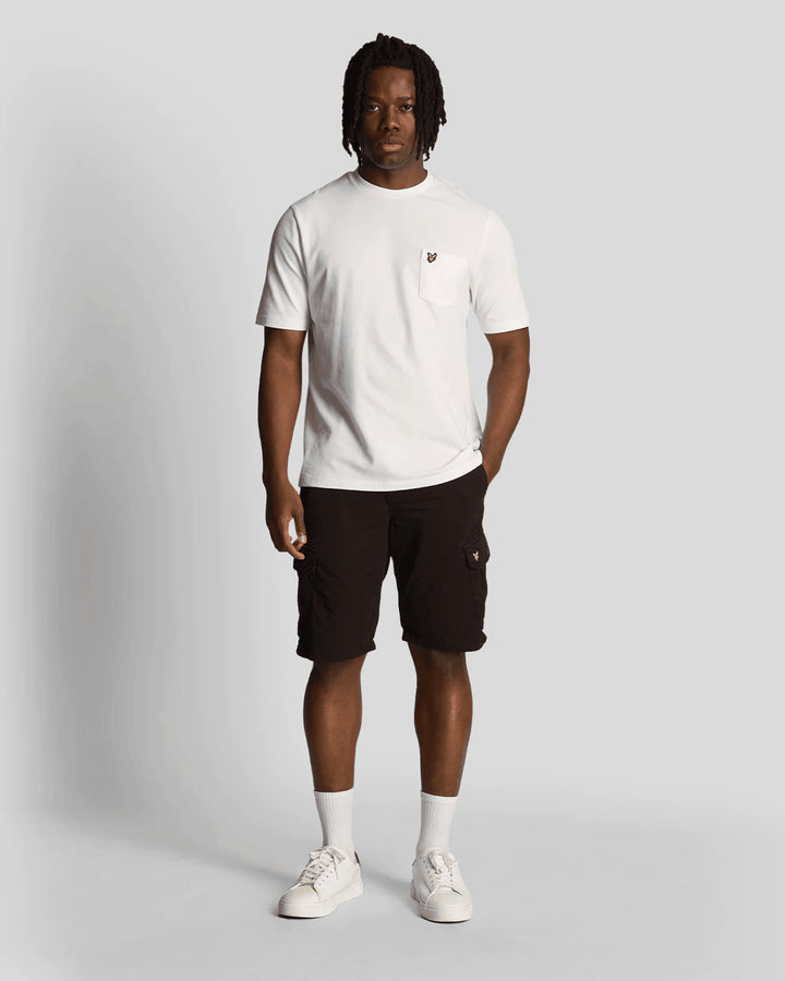 Spatarella Bermuda cargo uomo in cotone nero