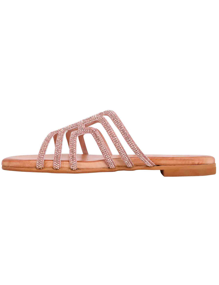 Spatarella Sandali flat donna in strass rosa con sottopiede morbido Vendita Calda