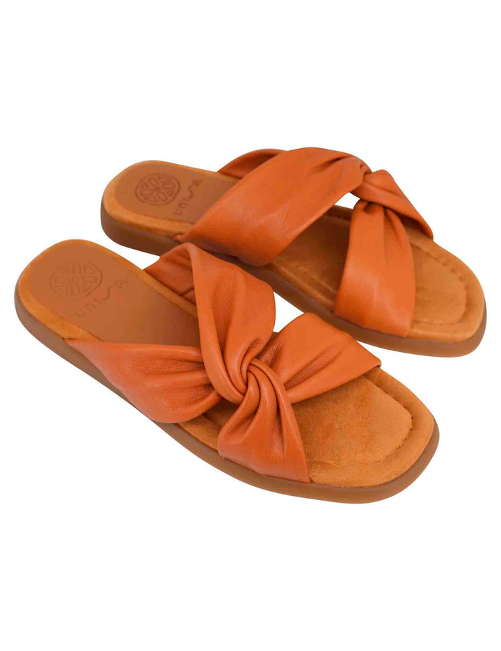 Spatarella Sandali flat donna in pelle cuoio con sottopiede morbido Italia
