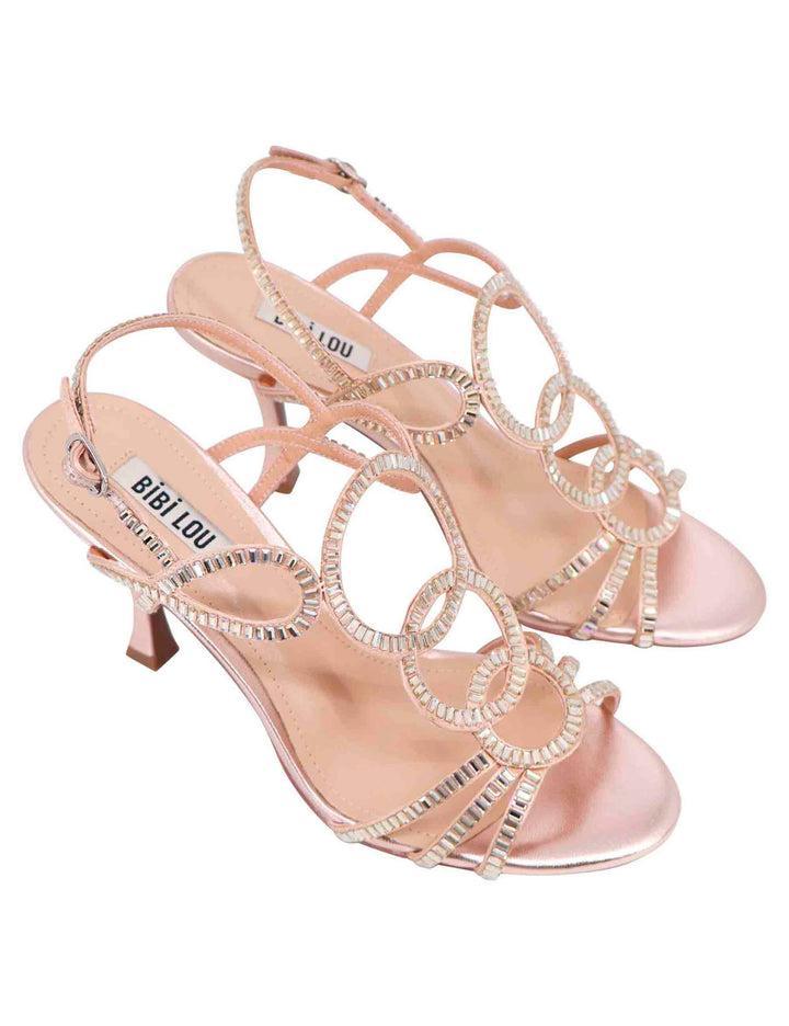 Spatarella Sandali slingback gioiello donna in strass oro con tacco alto Iris Promozione