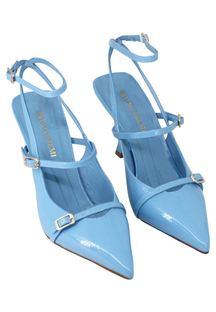 Spatarella Decollete donna Tai Laliet in vernice celeste con doppi cinturini e tacco alto Shopping Online