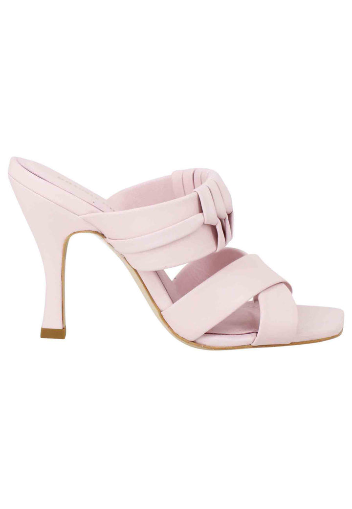 Spatarella Sandali donna in pelle glicine con tacco alto e punta quadra Sconto
