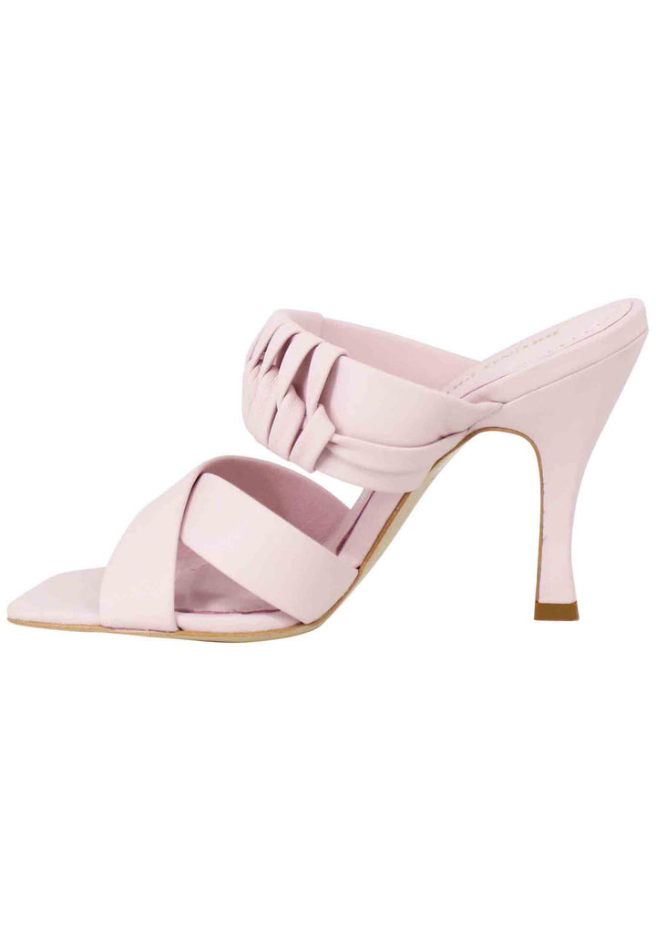 Spatarella Sandali donna in pelle glicine con tacco alto e punta quadra Sconto