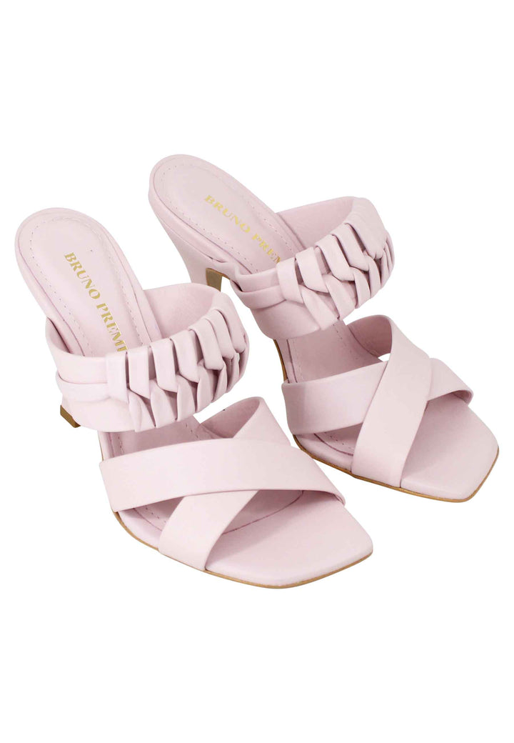 Spatarella Sandali donna in pelle glicine con tacco alto e punta quadra Sconto