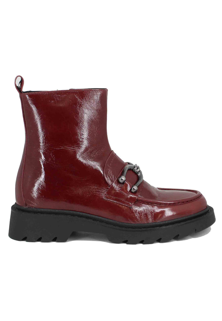Spatarella Stivaletti donna in vernice bordeaux con suola carrarmato Outlet