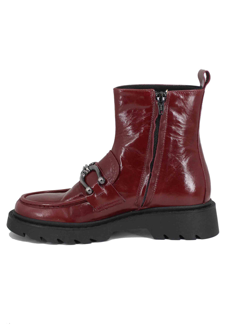 Spatarella Stivaletti donna in vernice bordeaux con suola carrarmato Outlet