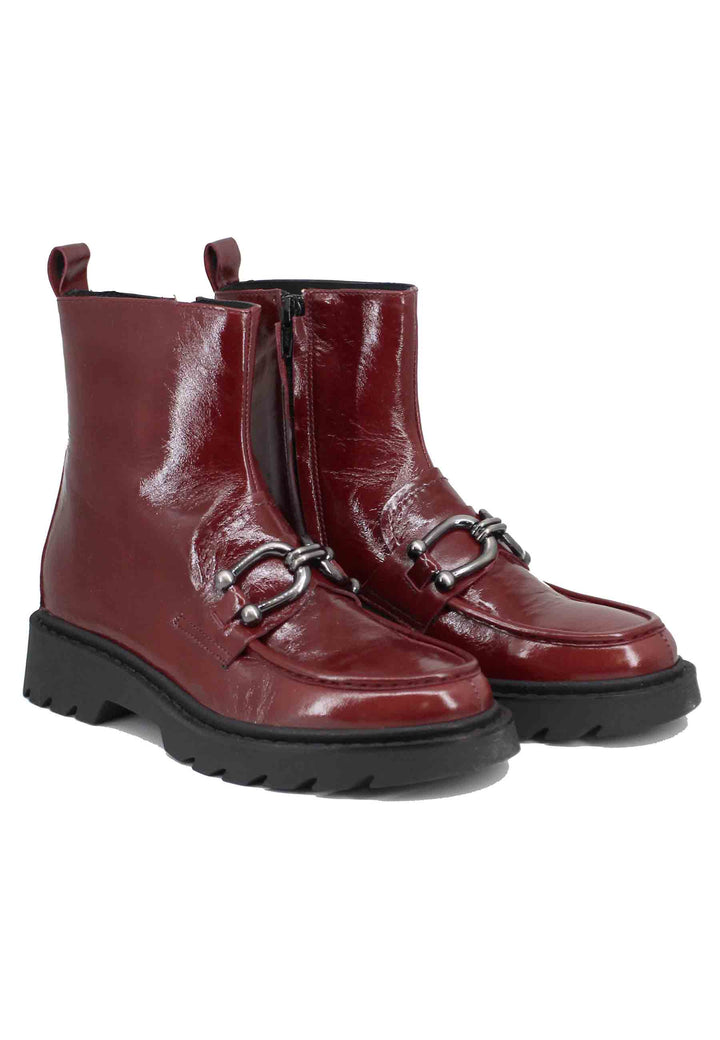 Spatarella Stivaletti donna in vernice bordeaux con suola carrarmato Outlet