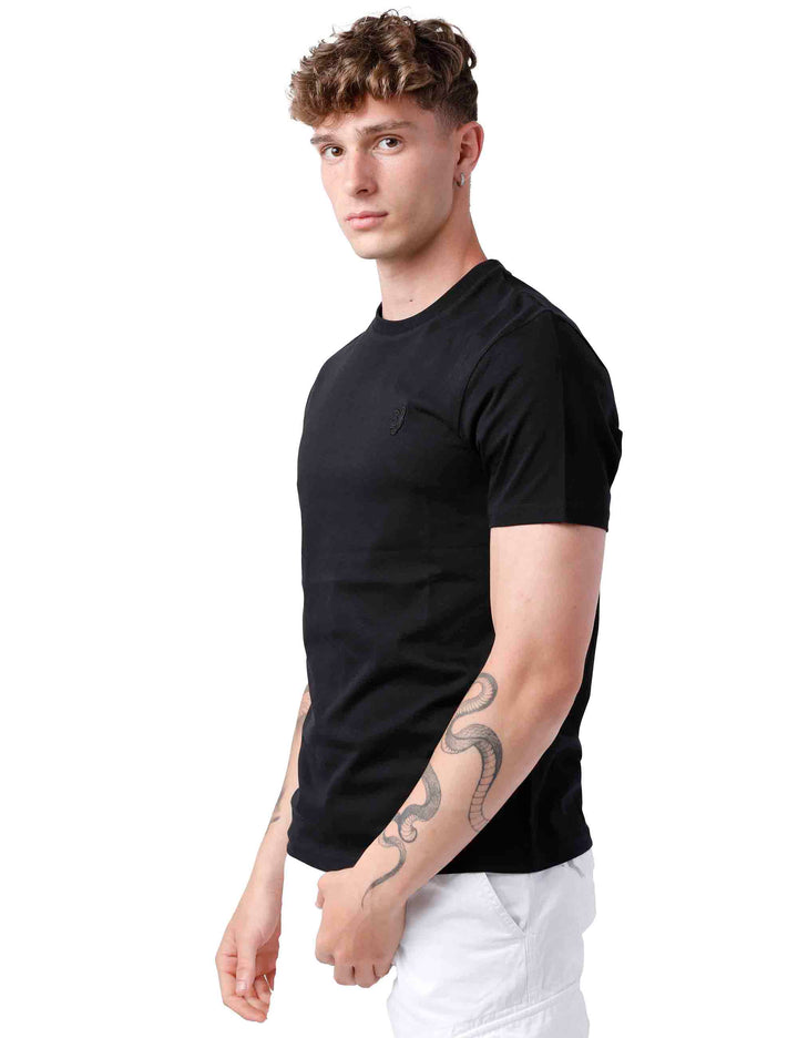 Spatarella T-shirt uomo in cotone nero Saldi Di Fabbrica