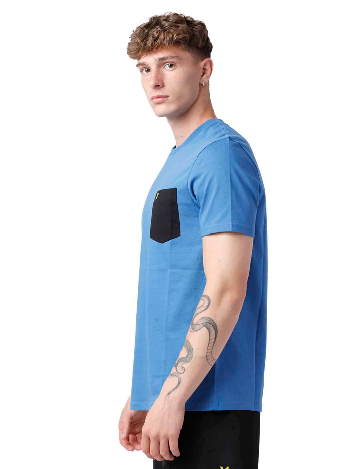 Spatarella T-shirt uomo in cotone blu Vendite Flash