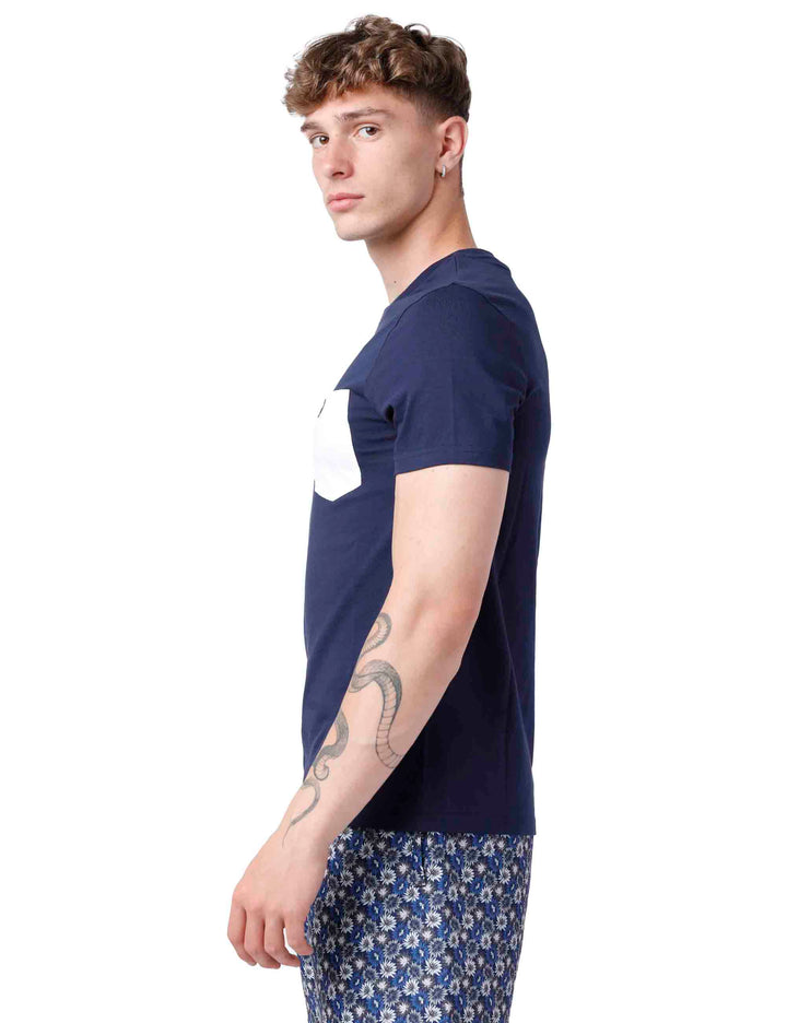 Spatarella T-shirt uomo in cotone blu Moda