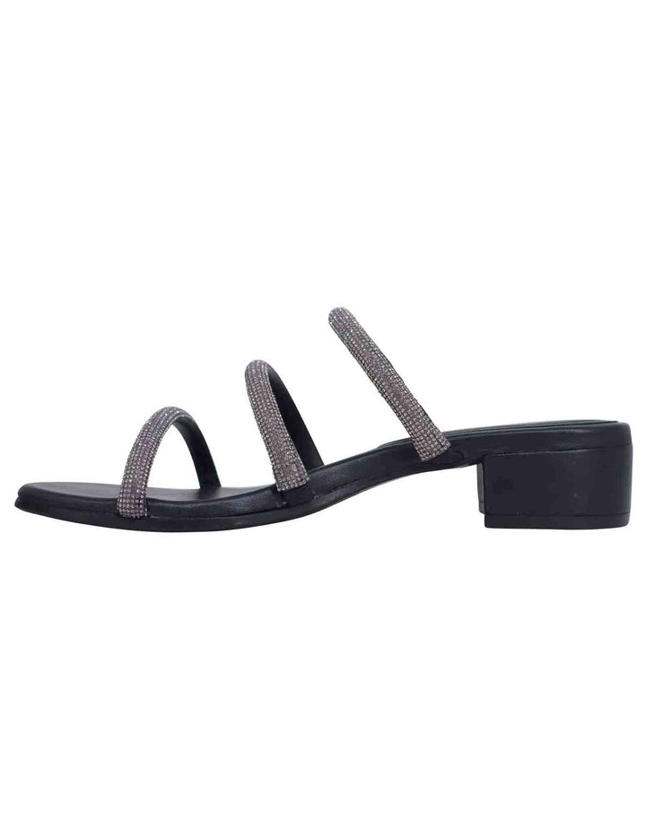 Spatarella Sandali donna in strass canna di fucile con tacco basso Prezzo Ridotto