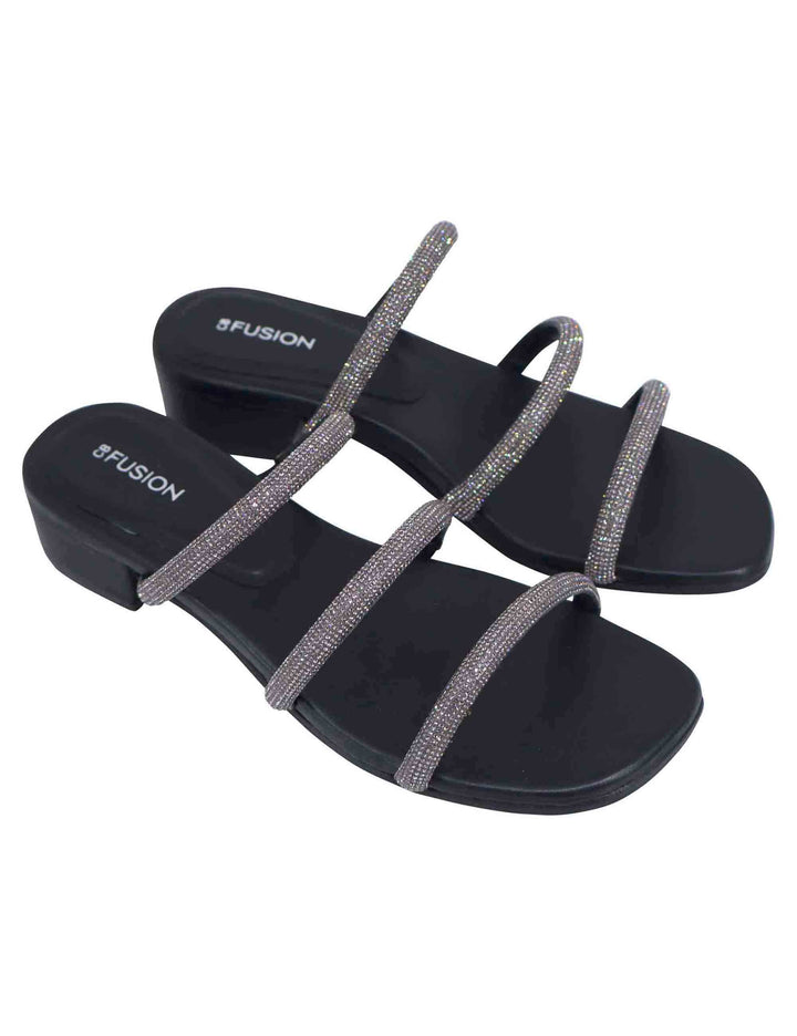 Spatarella Sandali donna in strass canna di fucile con tacco basso Prezzo Ridotto