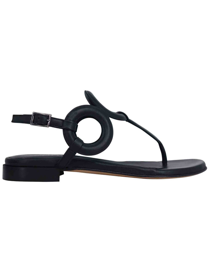 Spatarella Sandali infradito slingback donna in pelle nera con punta tonda e tacco basso Convenienza