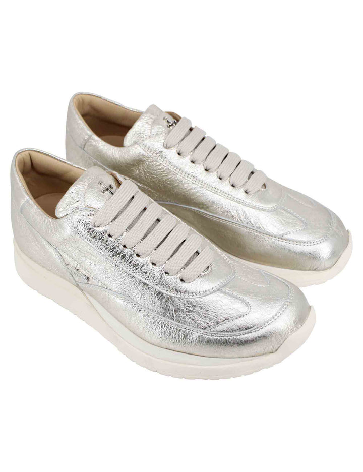 Spatarella Sneakers donna in pelle laminata platino Offerta