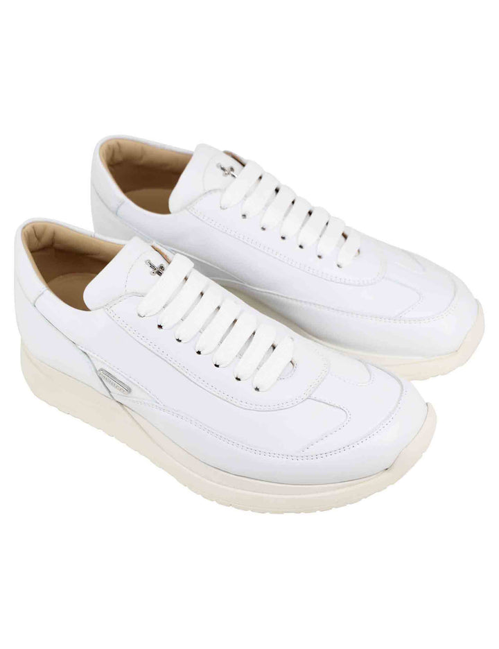 Spatarella Sneakers donna in pelle laminata bianca In Vendita