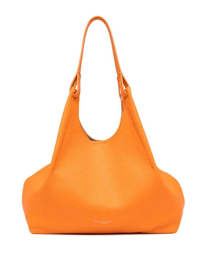 Spatarella Borse shopping donna Dua in pelle arancione con doppi manici Saldi