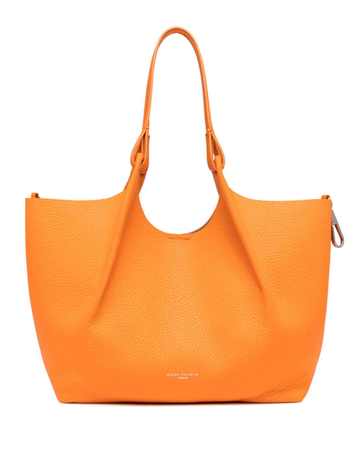 Spatarella Borse shopping donna Dua in pelle arancione con doppi manici Saldi
