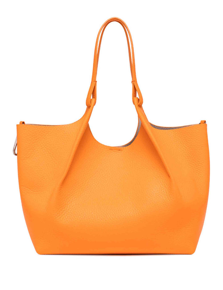 Spatarella Borse shopping donna Dua in pelle arancione con doppi manici Saldi