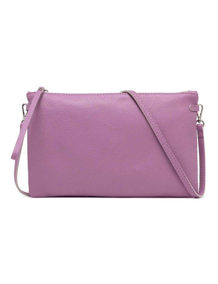 Spatarella Borse donna pochette Hermy in pelle viola con manico a bracciale e tracolla in pelle Offerte