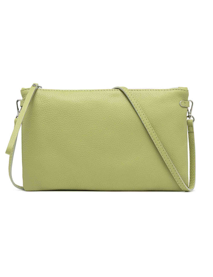 Spatarella Borse donna pochette Hermy in pelle verde con manico a bracciale e tracolla in pelle Vendita Calda