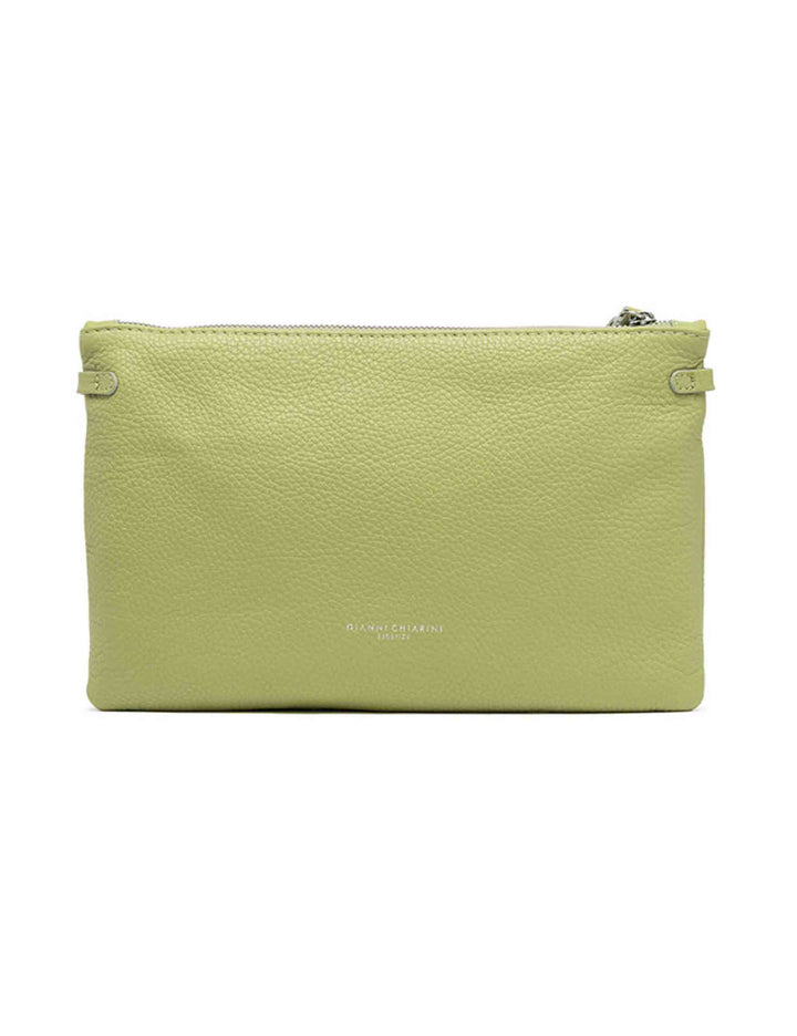 Spatarella Borse donna pochette Hermy in pelle verde con manico a bracciale e tracolla in pelle Vendita Calda