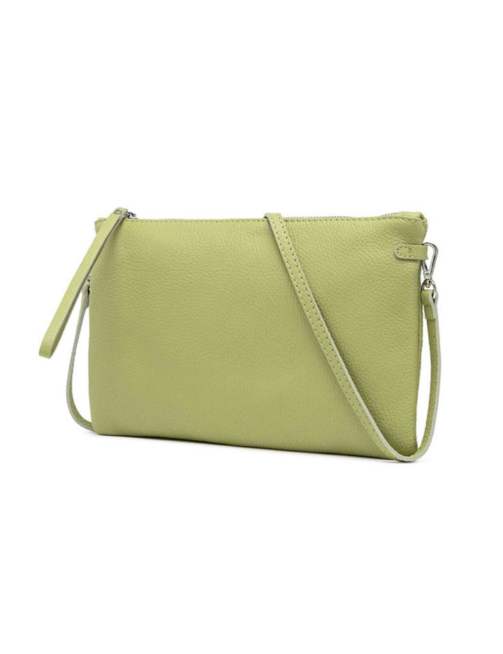 Spatarella Borse donna pochette Hermy in pelle verde con manico a bracciale e tracolla in pelle Vendita Calda