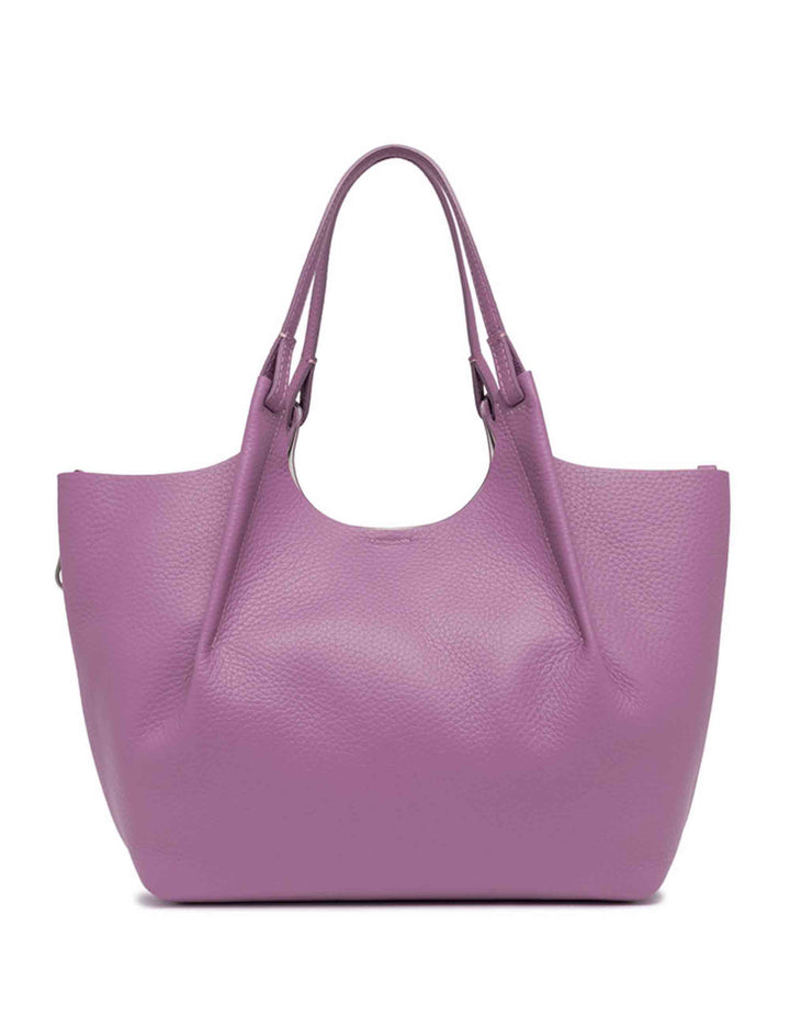 Spatarella Borse shopping donna Dua in pelle viola con doppi manici Saldi Di Fabbrica